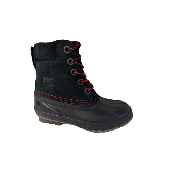 Sorel Other - Sorel Youth Cheyanne II Waterproof Lace-Up Boots Black/Red Size 1Y No Box